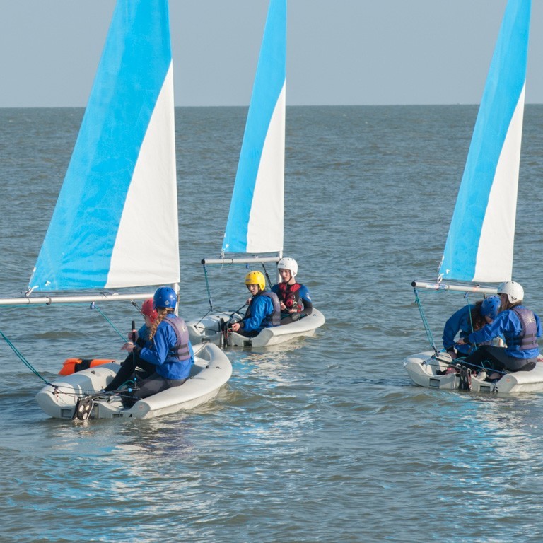 Dinghy sailing on the sea