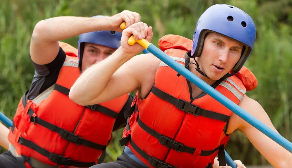 Adults kayaking